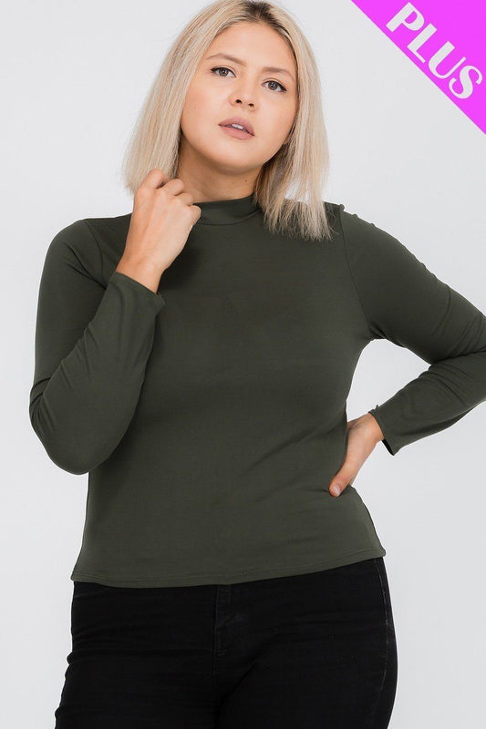 Plus Size Mock Neck Solid Top