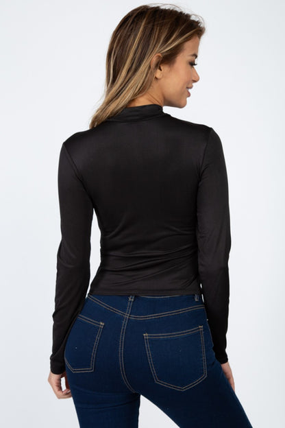 Mock Neck Zip Front Crop Top