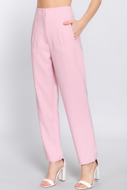 High Waist Pintuck Detail Long Pants