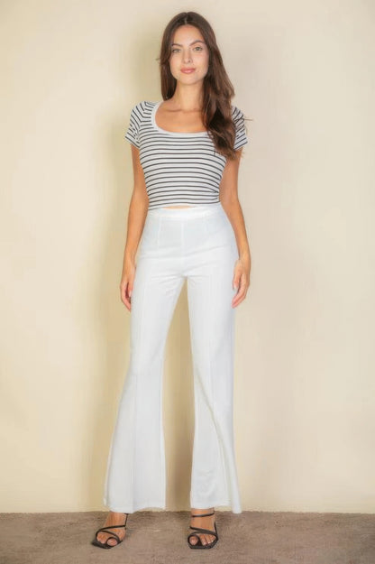 High Waist Stretch Crepe Flare Pants