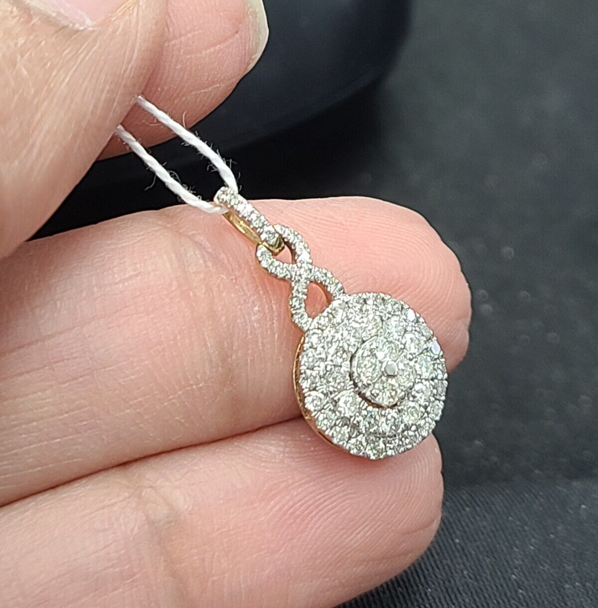 0.50CTW Genuine Round Cluster Diamond Halo Drop Pendant Charm 14K Gold