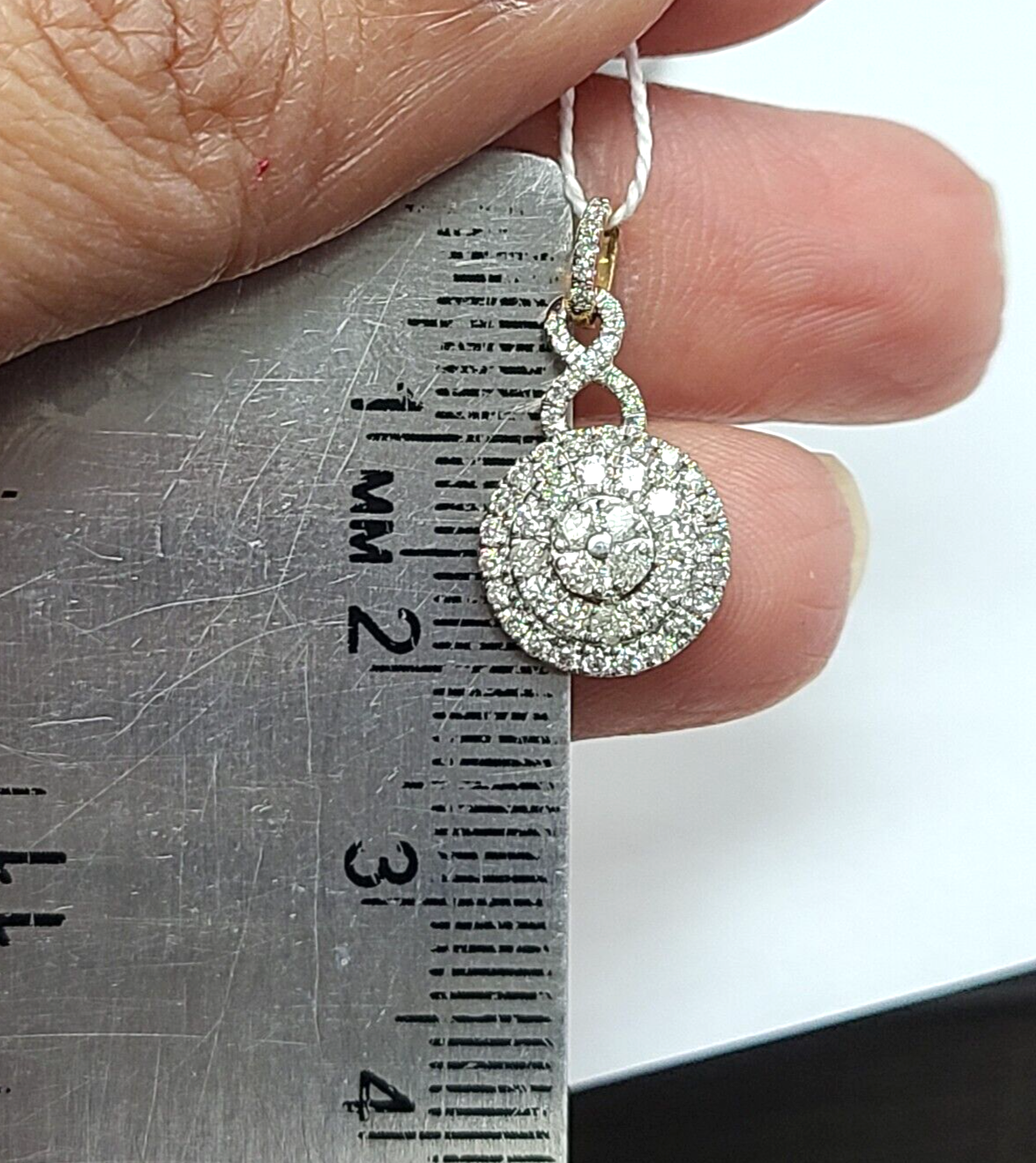 0.50CTW Genuine Round Cluster Diamond Halo Drop Pendant Charm 14K Gold