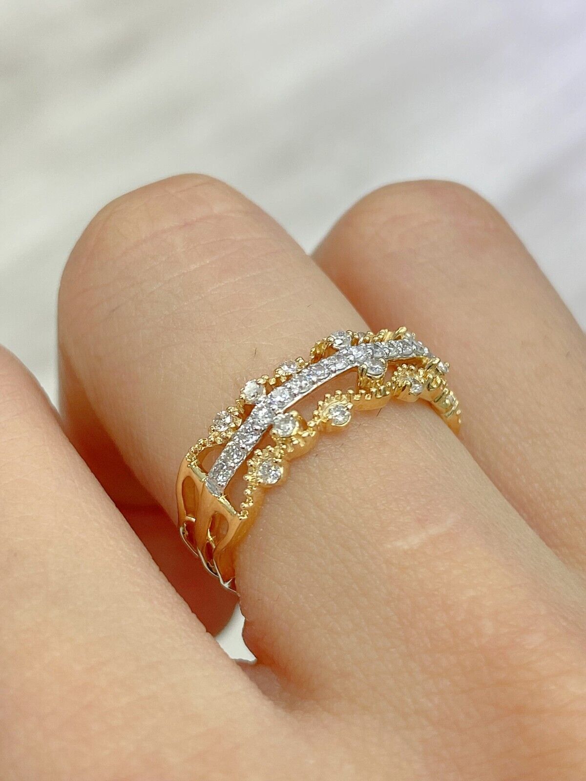 0.40CT Natural Round Diamond Wedding Band Ring 14K Gold/White