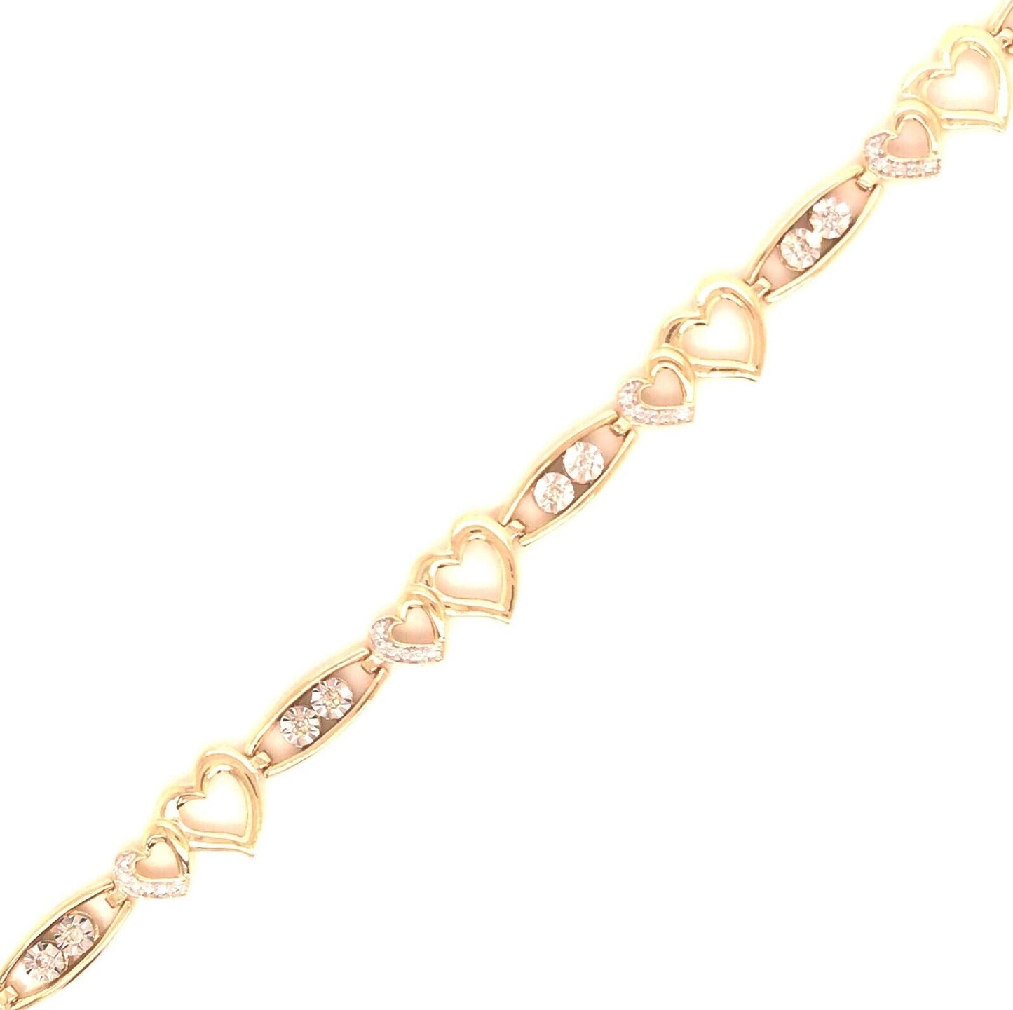 0.15CTW Heart Illusion Natural Round Diamonds Bracelet 10KT Gold