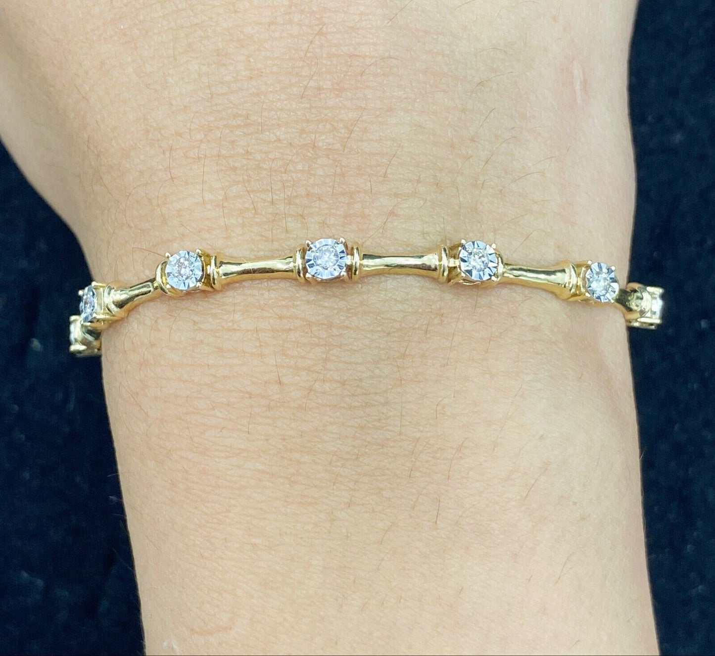 0.60CTW Illusion Natural Round Diamonds Women's Bracelet 10k Gold