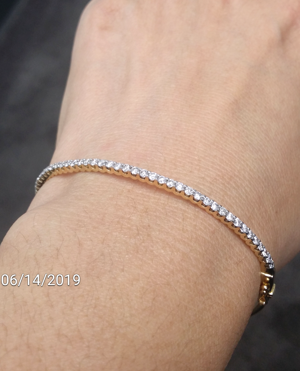 1.00 CT Natural 100% Round Diamond Tennis Bangle Bracelet 14K White Gold