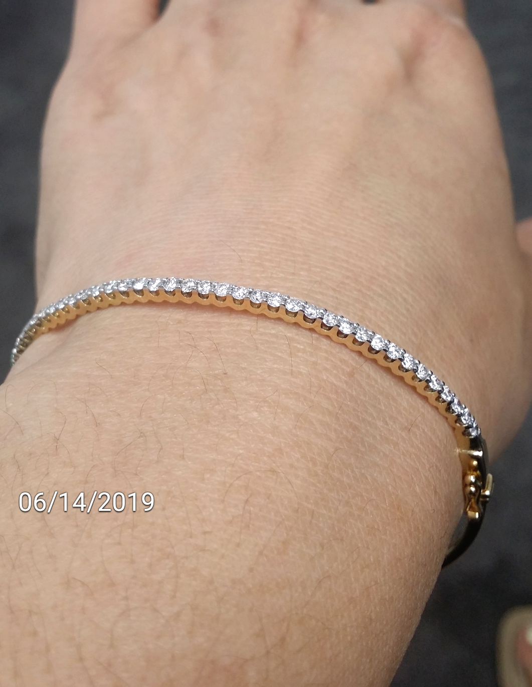 1.00 CT Natural 100% Round Diamond Tennis Bangle Bracelet 14K White Gold