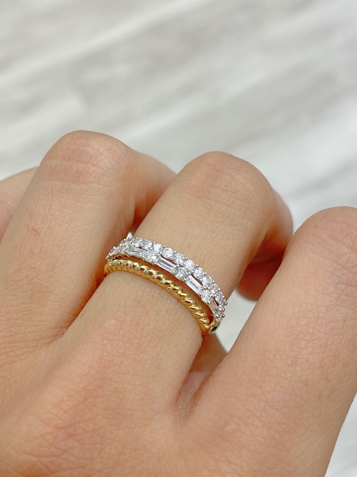 0.65CT Natural Round Diamond Wedding Band Ring 14K Gold/White