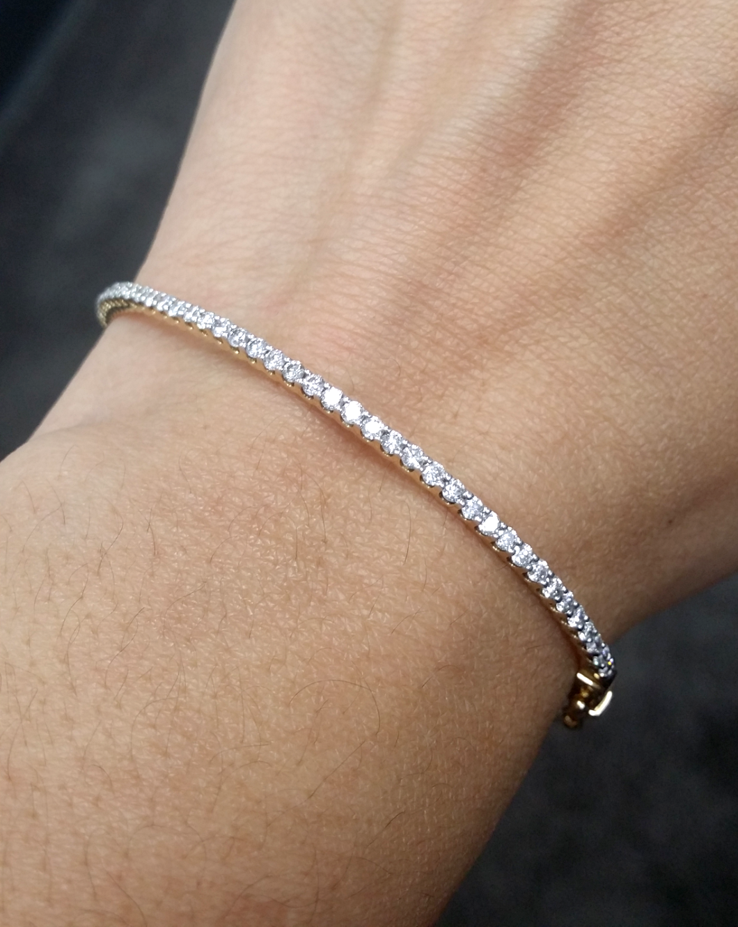 1.00 CT Natural 100% Round Diamond Tennis Bangle Bracelet 14K White Gold