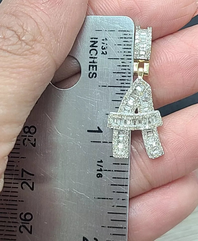 0.70CTW Diamond Alphabet Initial Letter "A" Charm Pendant, 3.06GM 10KT Gold