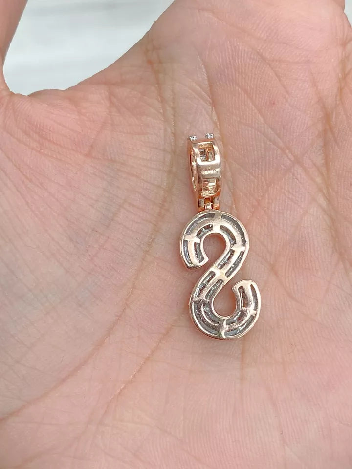 0.80CTW Diamond Alphabet Initial Letter "S" Charm Pendant, 3.3GM 10KT Yellow Gold