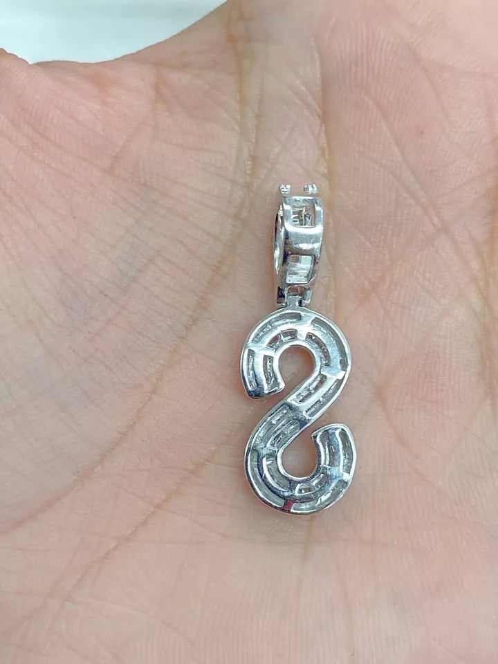 0.80CTW Diamond Alphabet Initial Letter "S" Charm Pendant, 3.3GM 10KT Yellow Gold