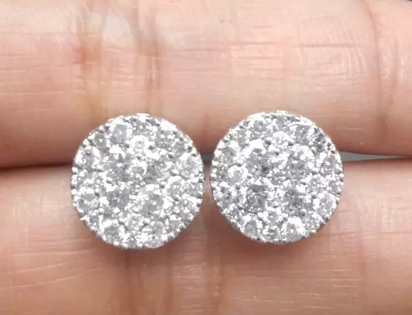 2.00CT Natural Round Diamond Cluster Halo Stud Earrings in 14K Gold 11mm